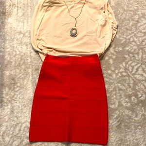 NWT Bebe XS red bandage skirt